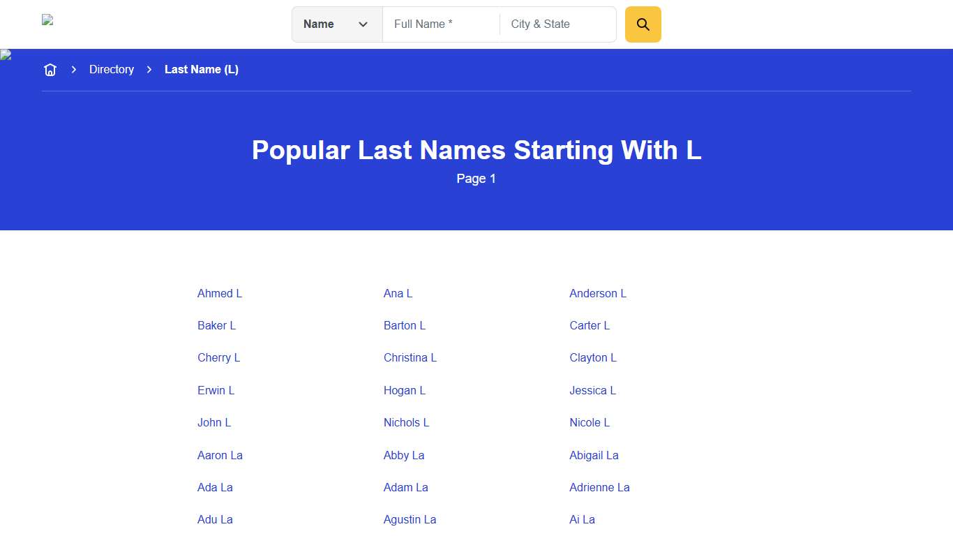 Last Names Starting With "L" - Page 1 | Anywho